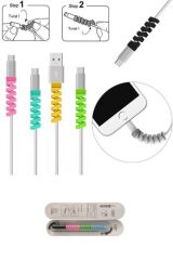 KanguruMarkt® 4lü Apple, Android Şaj Kablosu Koruyucu Silikon Spiral Yay Aparat