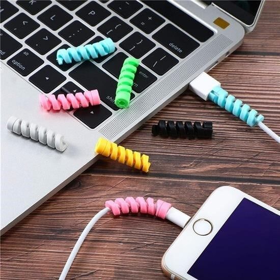 KanguruMarkt® 4lü Apple, Android Şaj Kablosu Koruyucu Silikon Spiral Yay Aparat