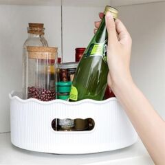 KanguruMarkt® 360 Derece Dönebilen Mekanizmalı Yuvarlak Tepsi Formlu Sunum ve Servis Organizer Tablası