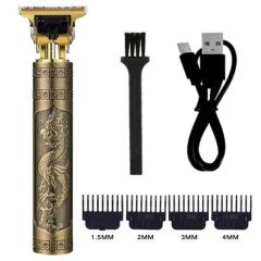 KanguruMarkt® Vintage Görünümlü Güçlü 4 Farklı Başlıklı USB ŞarjlI Manuel Tıraş Makinası