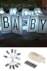 KanguruMarkt® 10lu Lightbox Işıklı Harf Mesaj Panosu Dekoratif  Harf Işık Zinciri