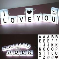 KanguruMarkt® 10lu Lightbox Işıklı Harf Mesaj Panosu Dekoratif  Harf Işık Zinciri