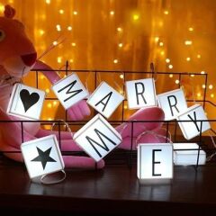 KanguruMarkt® 10lu Lightbox Işıklı Harf Mesaj Panosu Dekoratif  Harf Işık Zinciri