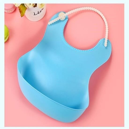 KanguruMarkt® Çocuk Bebek Mama Önlüğü Dökülme Engelleyici Bükülebilir Mavi