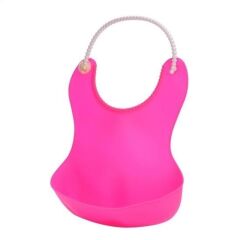 KanguruMarkt® Çocuk Bebek Mama Önlüğü Dökülme Engelleyici Bükülebilir Pembe