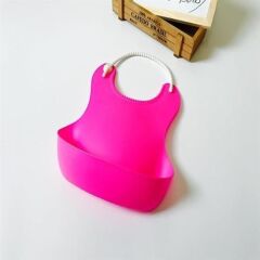 KanguruMarkt® Çocuk Bebek Mama Önlüğü Dökülme Engelleyici Bükülebilir Pembe