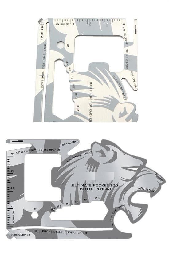 KanguruMarkt® 18 Fonksiyonlu Cüzdan İçi Aslan Tasarımlı Kart Acil Durum Kiti