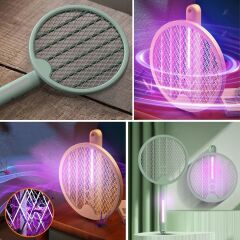 KanguruMarkt® Tenis Raketi Tipi Masaüstü Olabilen Gece Lambalı Sinek Kovucu,Öldürücü Raket