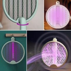 KanguruMarkt® Tenis Raketi Tipi Masaüstü Olabilen Gece Lambalı Sinek Kovucu,Öldürücü Raket