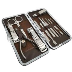KanguruMarkt® Çantalı Manikür Pensi Profesyonel ve Manikür Pedikür Seti 13 Parça Tırnak Eti İtici Ve Cımbı