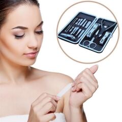 KanguruMarkt® Çantalı Manikür Pensi Profesyonel ve Manikür Pedikür Seti 13 Parça Tırnak Eti İtici Ve Cımbı