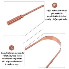 KanguruMarkt® Bakır Oil Pulling Yağ Çekme Dil Plak Temizleme Aleti Dil Fırçası Sıyırıcı Dil Kaşığı