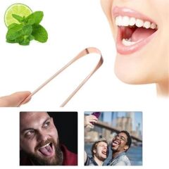 KanguruMarkt® Bakır Oil Pulling Yağ Çekme Dil Plak Temizleme Aleti Dil Fırçası Sıyırıcı Dil Kaşığı
