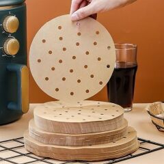 100 Adet  AirFryer Pişirme Kağıdı Tek Kullanımlık Hava Fritözü Yuvarlak Delikli