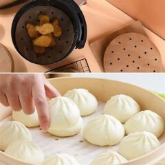 KanguruMarkt® 100 Adet  Air Fryer Pişirme Kağıdı Tek Kullanımlık Hava Fritözü Yuvarlak Delikli Model