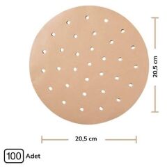 100 Adet  AirFryer Pişirme Kağıdı Tek Kullanımlık Hava Fritözü Yuvarlak Delikli