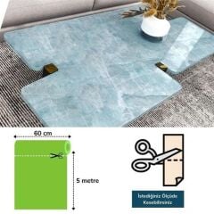 KanguruMarkt® Mermer Desenli Masa Tezgah Mutfak Su Geçirmez Yapışkanlı Folyo Sticker Mavi 5x0,6m