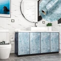 KanguruMarkt® Mermer Desenli Masa Tezgah Mutfak Su Geçirmez Yapışkanlı Folyo Sticker Mavi 5x0,6m