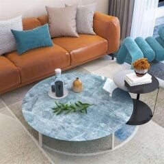 KanguruMarkt® Mermer Desenli Masa Tezgah Mutfak Su Geçirmez Yapışkanlı Folyo Sticker Mavi 5x0,6m