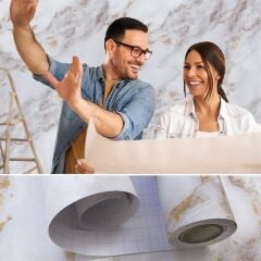 KanguruMarkt® Mermer Desenli Masa Tezgah Mutfak Su Geçirmez Yapışkanlı Folyo Sticker Sarı 5x0,6m