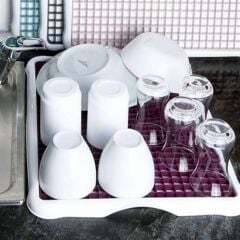 KanguruMarkt® Pratik Lavabo Tezgah Üstü Bulaşık Kurutmalığı Süzmatik 22x40 cm