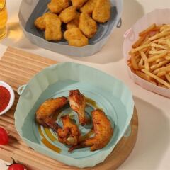 Renkli Isıya Dayanıklı Yıkanılabilir Silikon Fırın  Airfryer Kare Model Pişirme Matı 20 cm