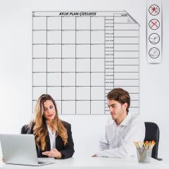 KanguruMarkt® Aylık Planlayıcı Manyetik Duvar Stickerı Takvim Plan Çizelgesi