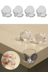 KanguruMarkt® Bebek Çocuk Yumuşak ve Esnek Dairesel Şeffaf Yapışkanlı Güvenlik Köşe Koruyucu (4 Adet)