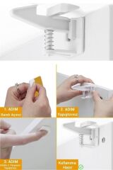 KanguruMarkt® Bebek Çocuk Güvenliği Korumalı Yapışkan Çekmece ve Dolap İçin Tutucu Gizli Güvenlik Kilidi