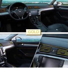 KanguruMarkt® Gold Araba Oto Trim Dekorasyon Şeridi Kauçuk Elastik Kolay Kurulum 5 metre Şerit Bant