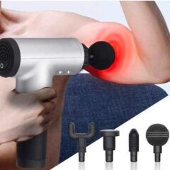 KanguruMarkt®  6 Farklı Seviyeli Titreşimli 4 Farklı Başlıklı Büyük Boy Masaj Tabancası