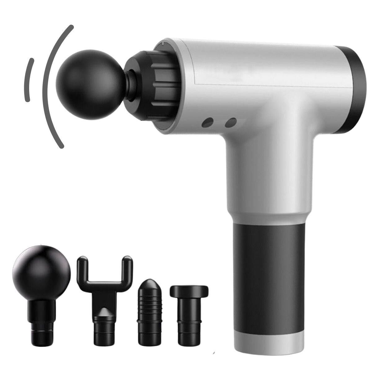 KanguruMarkt®  6 Farklı Seviyeli Titreşimli 4 Farklı Başlıklı Büyük Boy Masaj Tabancası