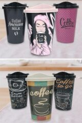 KanguruMarkt® 3 Adet Kahve Bardağı Seti Dekoratif Plastik Kahve Muhafaza Bardağı