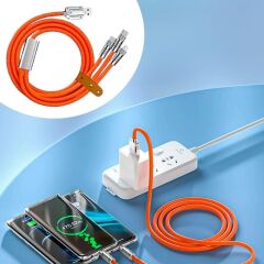 KanguruMarkt®  3 Şarj Aleti 1 Arada Çinko Alaşım Hızlı Şarj Kablosu Turuncu