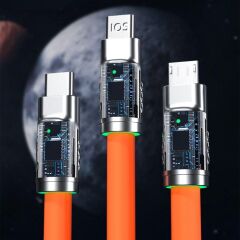 KanguruMarkt®  3 Şarj Aleti 1 Arada Çinko Alaşım Hızlı Şarj Kablosu Turuncu