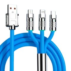 Kutulu Hızlı Şarj Kablosu Mavi 3 in 1