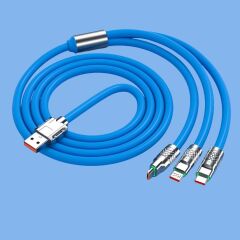 KanguruMarkt®Kutulu  3 Şarj Aleti 1 Arada Çinko Alaşım Hızlı Şarj Kablosu Mavi 3 in 1