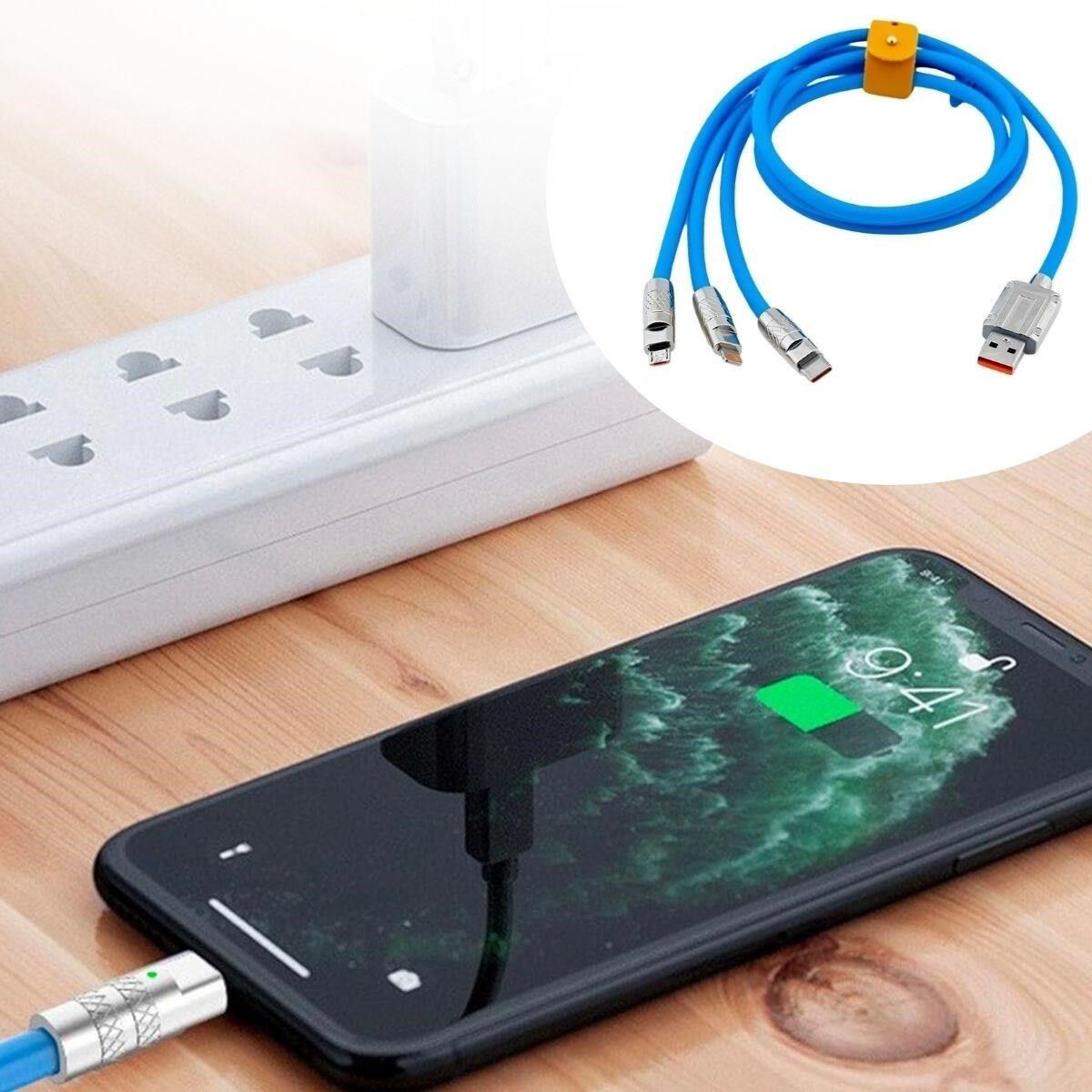 Kutulu Hızlı Şarj Kablosu Mavi 3 in 1