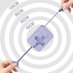 KanguruMarkt® Cep Tipi Telefon Tutuculu Makaralı Uzayıp Kısalabilen 3'ü 1 Arada USB Şarj Kablosu