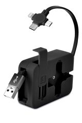 Cep Tipi Telefon Tutuculu Makaralı 3'ü 1 Arada USB Şarj Kablosu