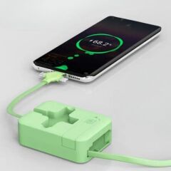 KanguruMarkt® Cep Tipi Telefon Tutuculu Makaralı Uzayıp Kısalabilen 3'ü 1 Arada USB Şarj Kablosu