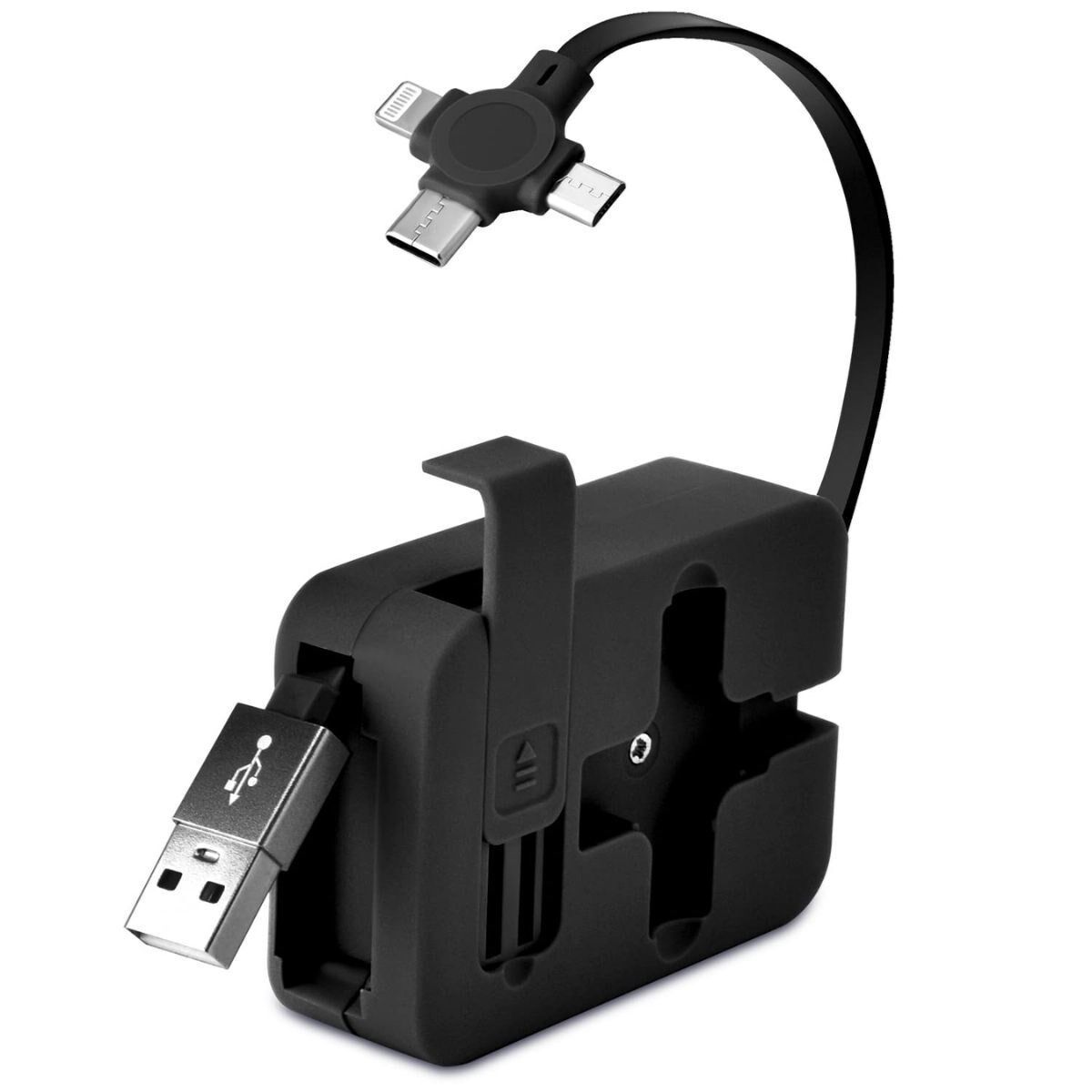 KanguruMarkt® Cep Tipi Telefon Tutuculu Makaralı Uzayıp Kısalabilen 3'ü 1 Arada USB Şarj Kablosu