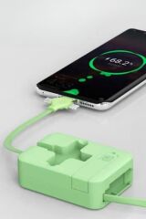 KanguruMarkt® Cep Tipi Telefon Tutuculu Makaralı Uzayıp Kısalabilen 3'ü 1 Arada USB Şarj Kablosu