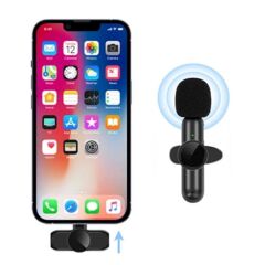 KanguruMarkt® Type C Uyumlu İphone Dönüştürücülü Kablosuz Yaka Mikrofonu Android ve İphone Uyumlu Mini Mikrofon