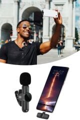Type C Uyumlu Dönüştürücülü Tüm Telefonlara Uyumlu Mini Yaka Mikrofon