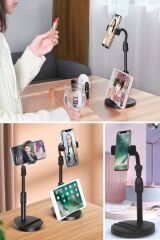 KanguruMarkt® Masa Üstü Tablet ve Telefon Tutucu Plastik Aparat Siyah Telefon Standı