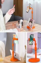 Tablet ve Telefon Tutucu Plastik Aparat Turuncu Telefon Standı