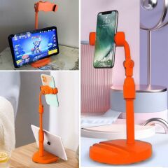 KanguruMarkt® Masa Üstü Tablet ve Telefon Tutucu Plastik Aparat Turuncu Telefon Standı