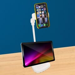 KanguruMarkt® Masa Üstü Tablet ve Telefon Tutucu Plastik Aparat Beyaz Telefon Standı