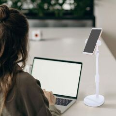 Tablet ve Telefon Tutucu Plastik Aparat Beyaz Telefon Standı